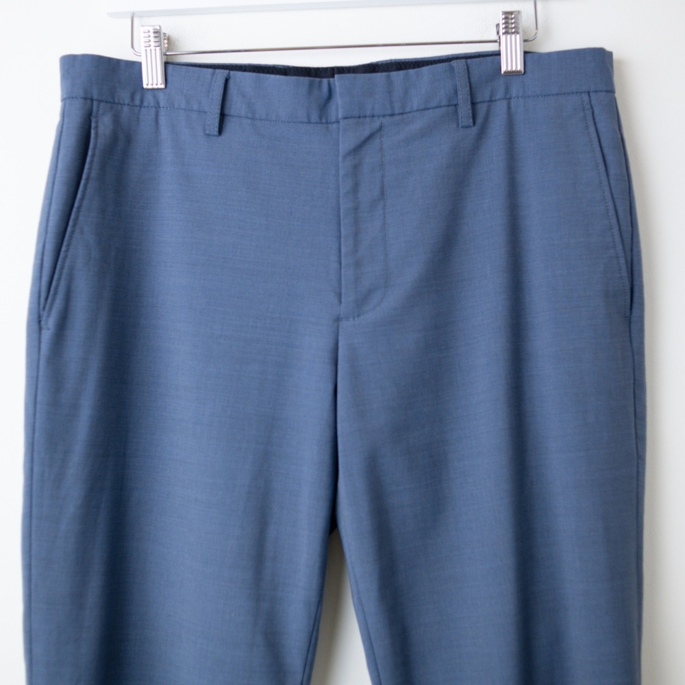 J.Crew Thompson Wool Dress Suit Pants Mens 33x32 Blue Tapered Trousers AP879 - Picture 4 of 10